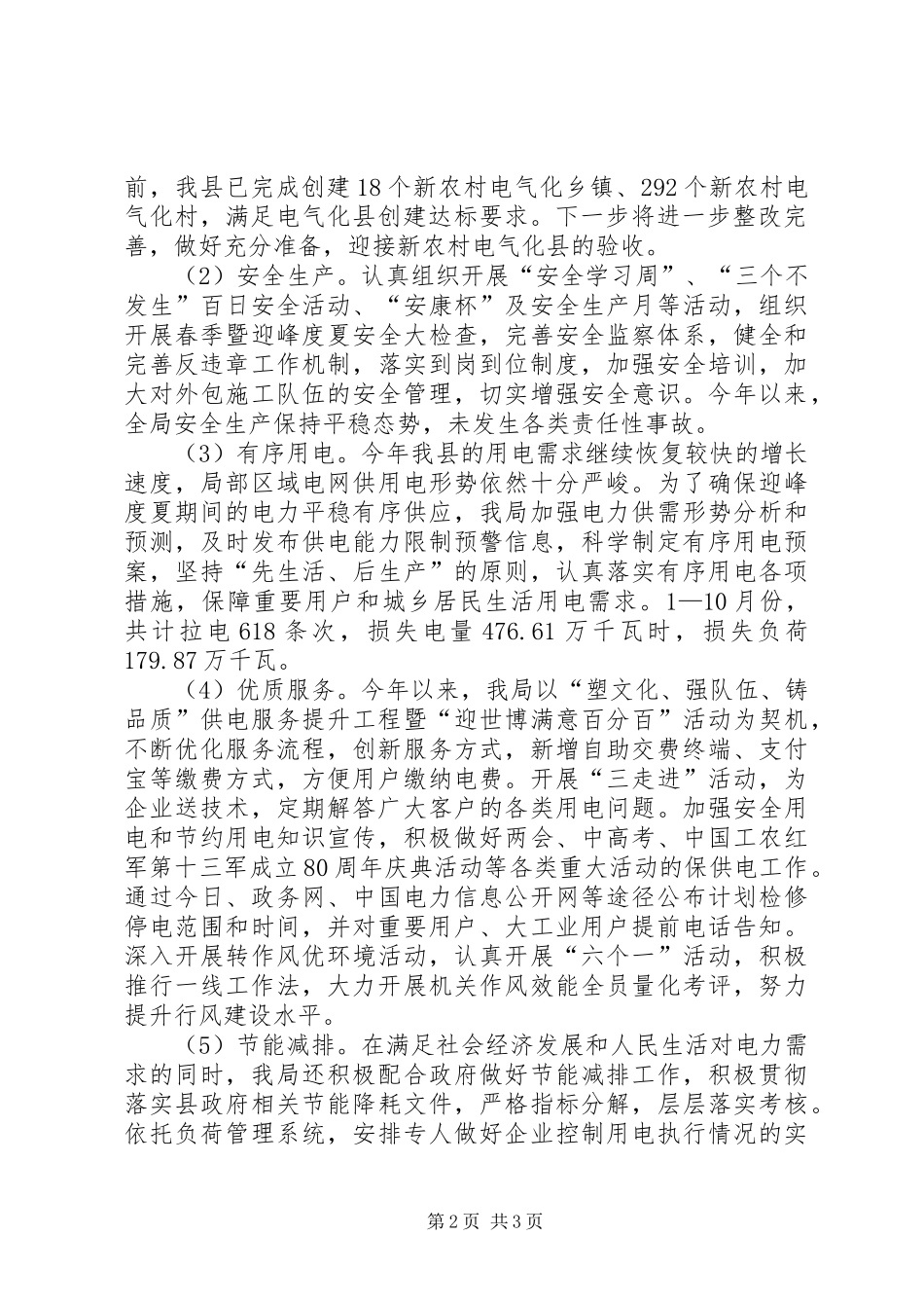2024年县电业局年终工作总结及明年思路_第2页