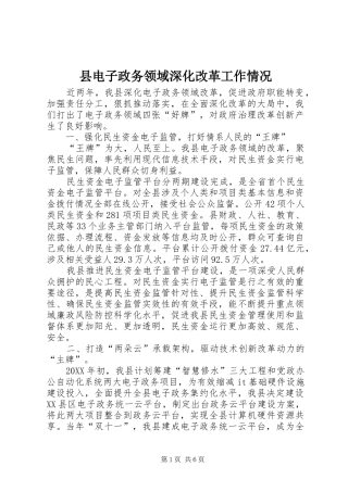 2024年县电子政务领域深化改革工作情况
