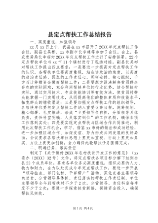 2024年县定点帮扶工作总结报告