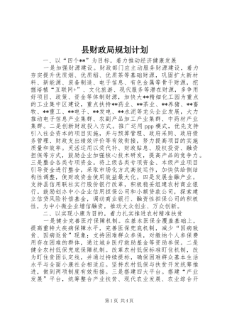 2024年县财政局规划计划