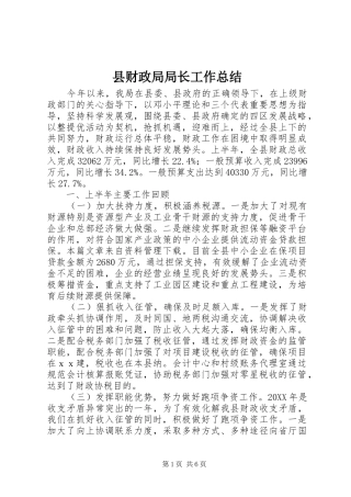 2024年县财政局局长工作总结