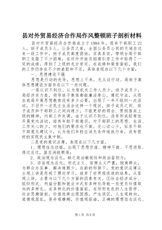2024年县对外贸易经济合作局作风整顿班子剖析材料