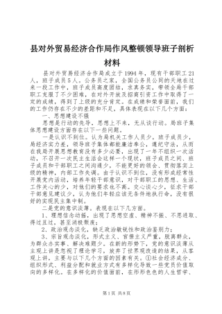 2024年县对外贸易经济合作局作风整顿领导班子剖析材料