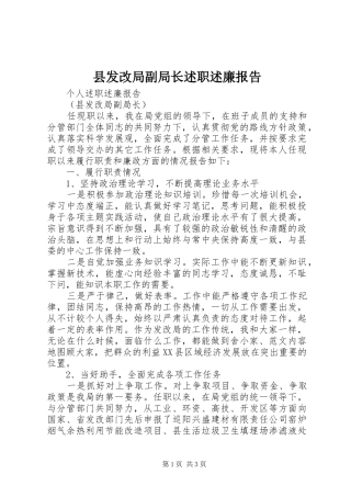 2024年县发改局副局长述职述廉报告