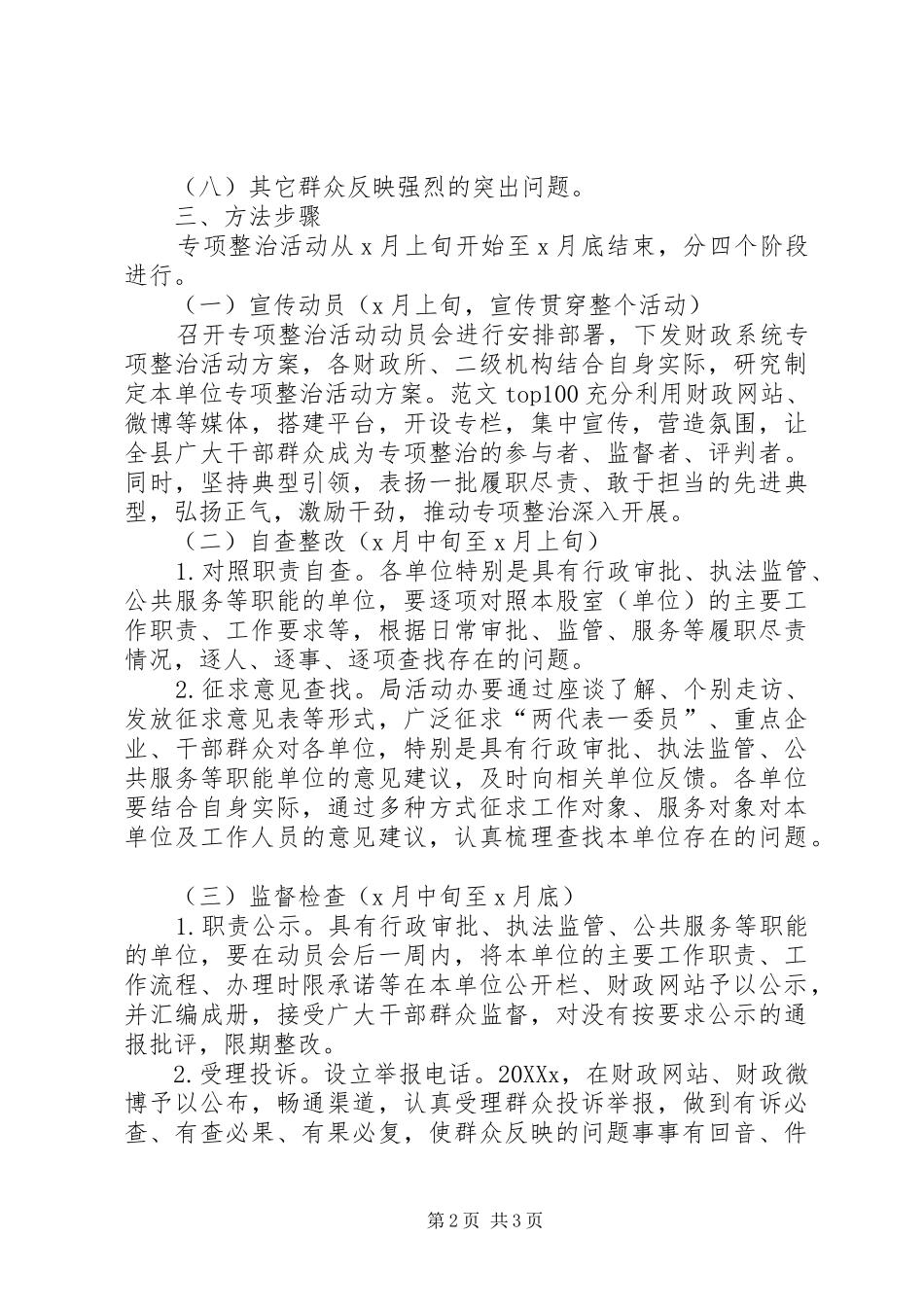 2024年县财政局为官不为专项整治活动方案_第2页