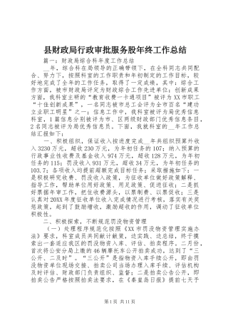 2024年县财政局行政审批服务股年终工作总结