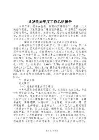 2024年县发改局年度工作总结报告