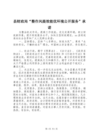 2024年县财政局整作风提效能优环境公开服务承诺
