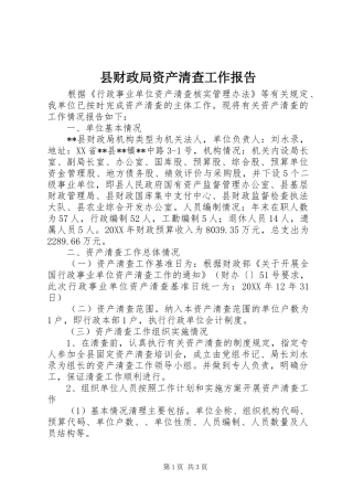2024年县财政局资产清查工作报告
