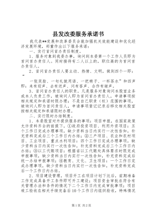 2024年县发改委服务承诺书