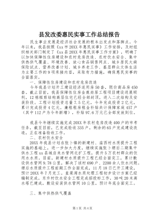 2024年县发改委惠民实事工作总结报告