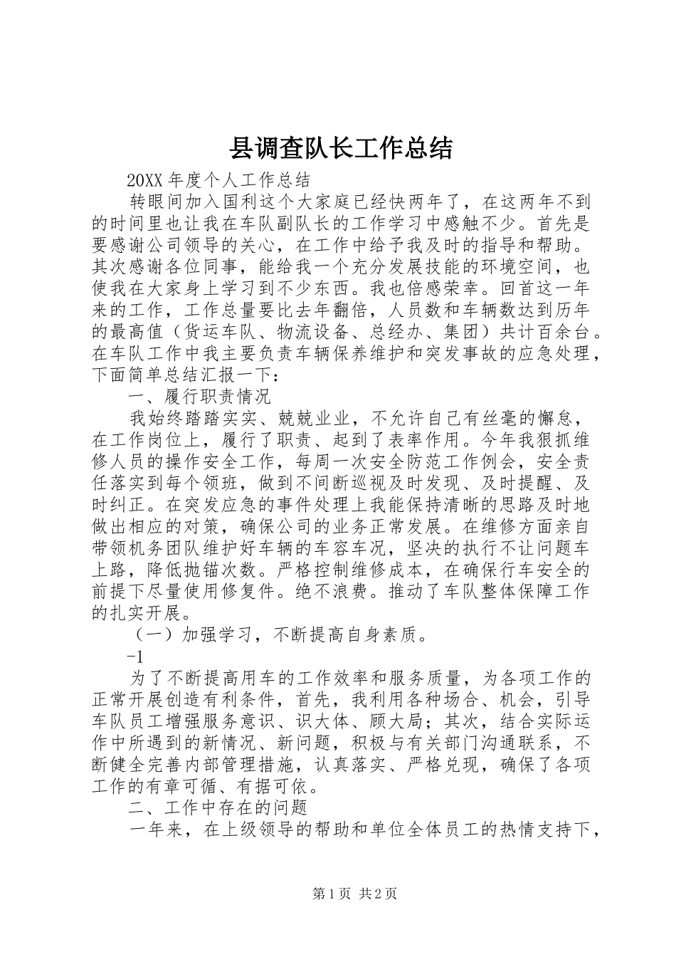 2024年县调查队长工作总结_第1页