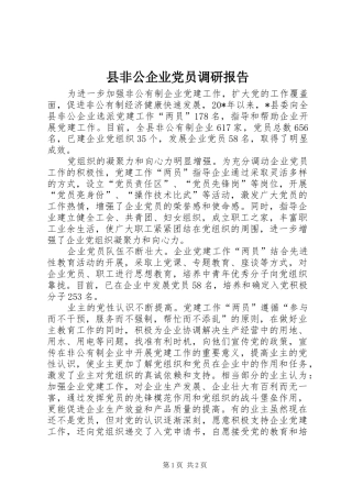 2024年县非公企业党员调研报告