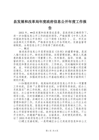 2024年县发展和改革局年度政府信息公开年度工作报告