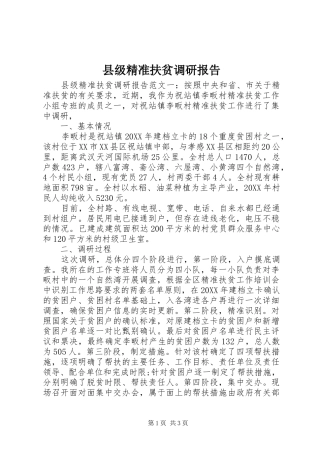 2024年县级精准扶贫调研报告