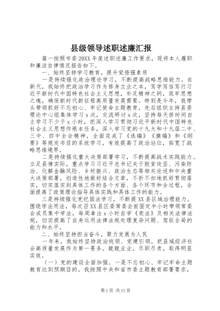 2024年县级领导述职述廉汇报