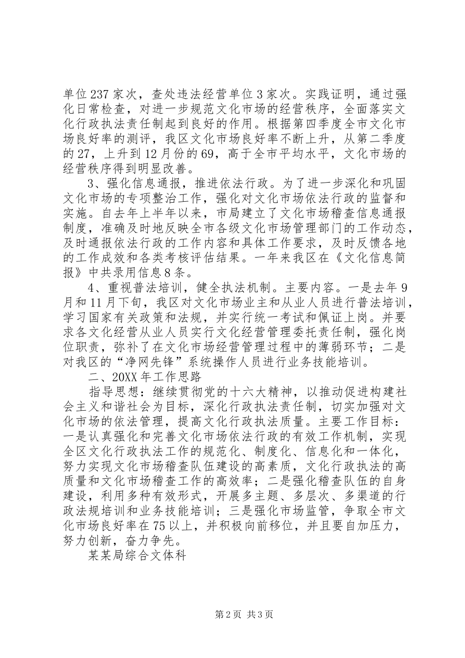 2024年县级文化市场工作总结及工作计划_第2页