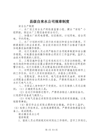 2024年县级自来水公司规章制度