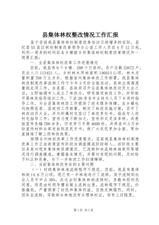 2024年县集体林权整改情况工作汇报