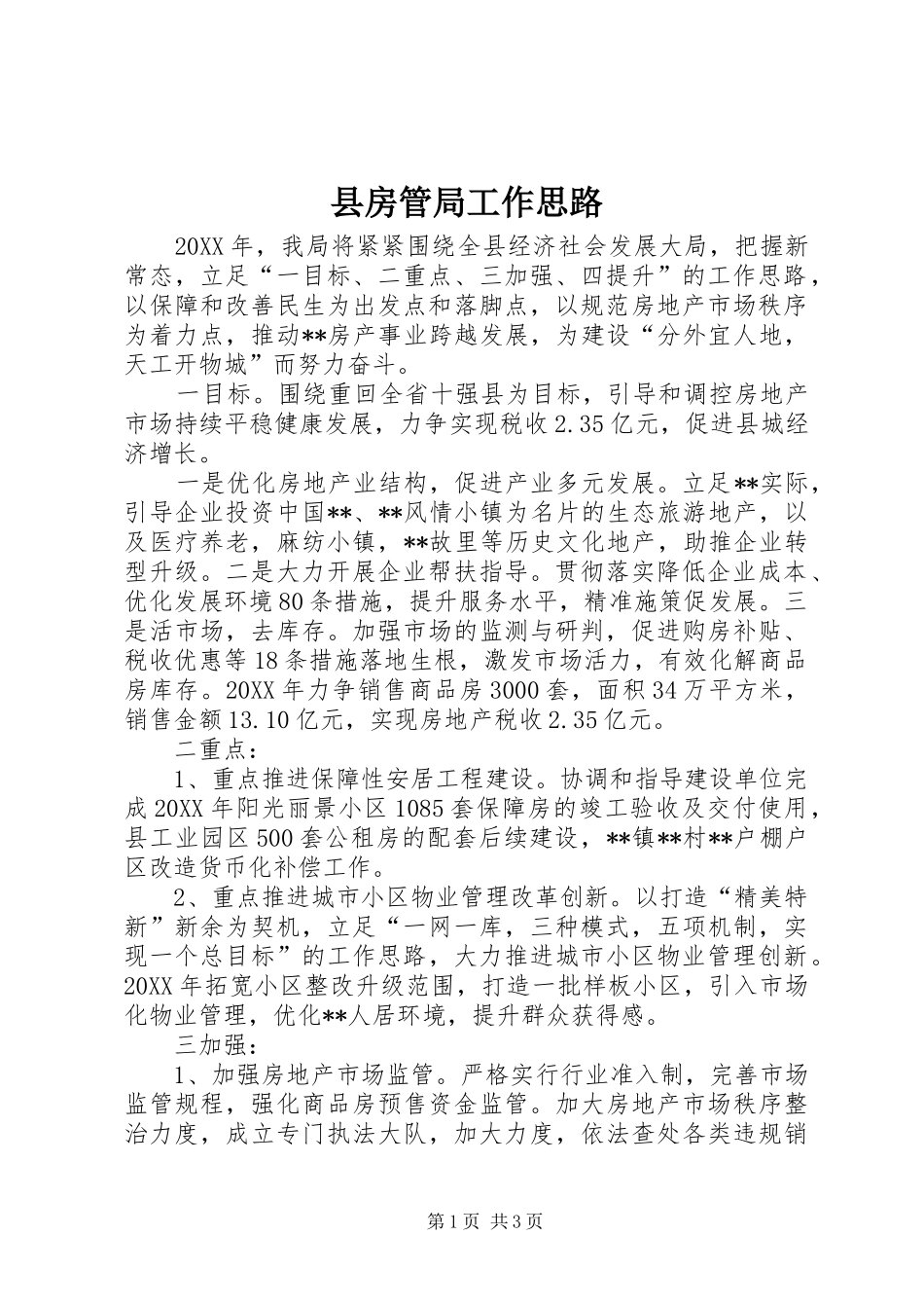2024年县房管局工作思路_第1页