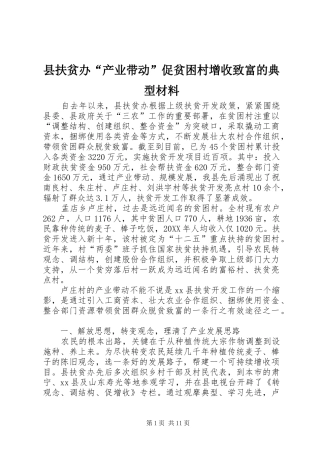 2024年县扶贫办产业带动促贫困村增收致富的典型材料