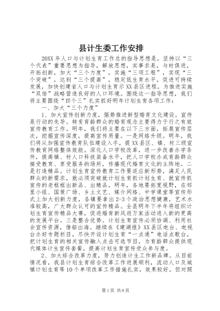 2024年县计生委工作安排