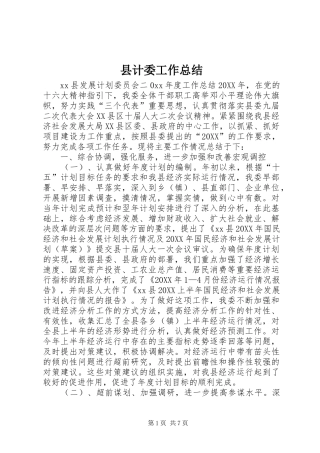 2024年县计委工作总结
