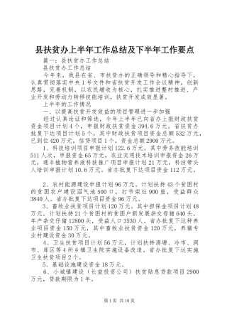 2024年县扶贫办上半年工作总结及下半年工作要点