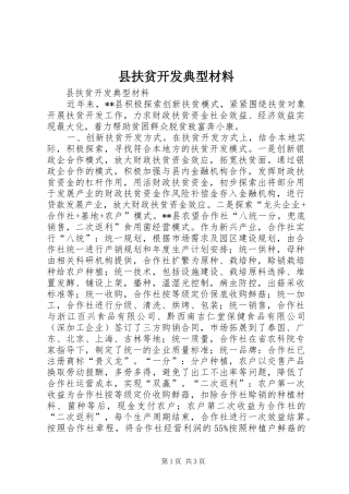 2024年县扶贫开发典型材料