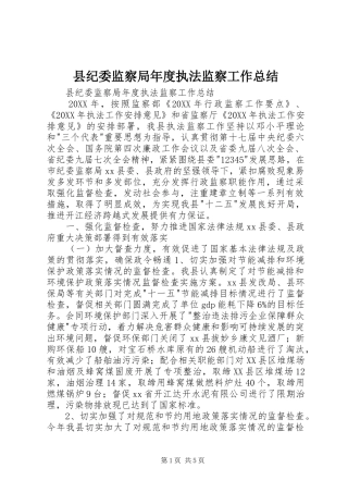 2024年县纪委监察局年度执法监察工作总结