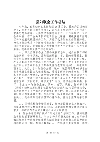 2024年县妇联会工作总结