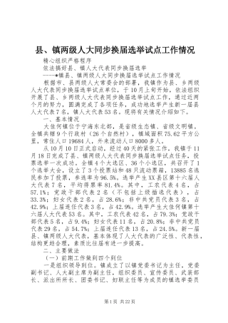 2024年县镇两级人大同步换届选举试点工作情况