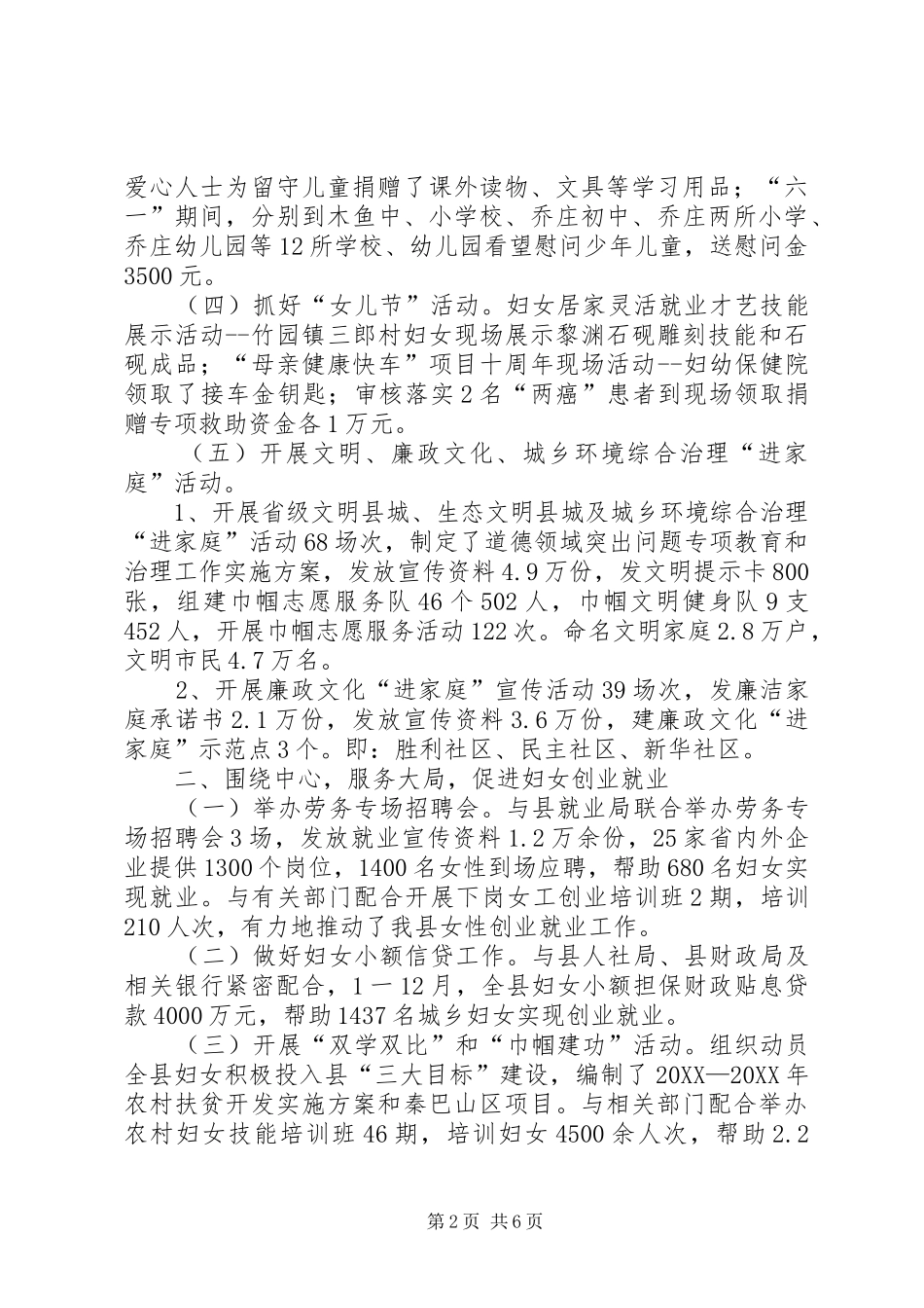 2024年县妇联年终工作总结_第2页