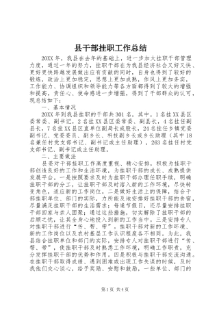 2024年县干部挂职工作总结