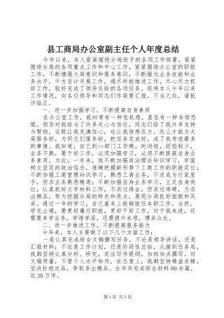 2024年县工商局办公室副主任个人年度总结