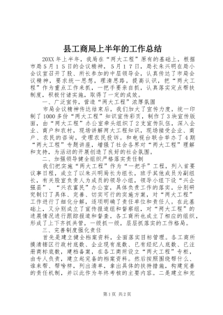 2024年县工商局上半年的工作总结