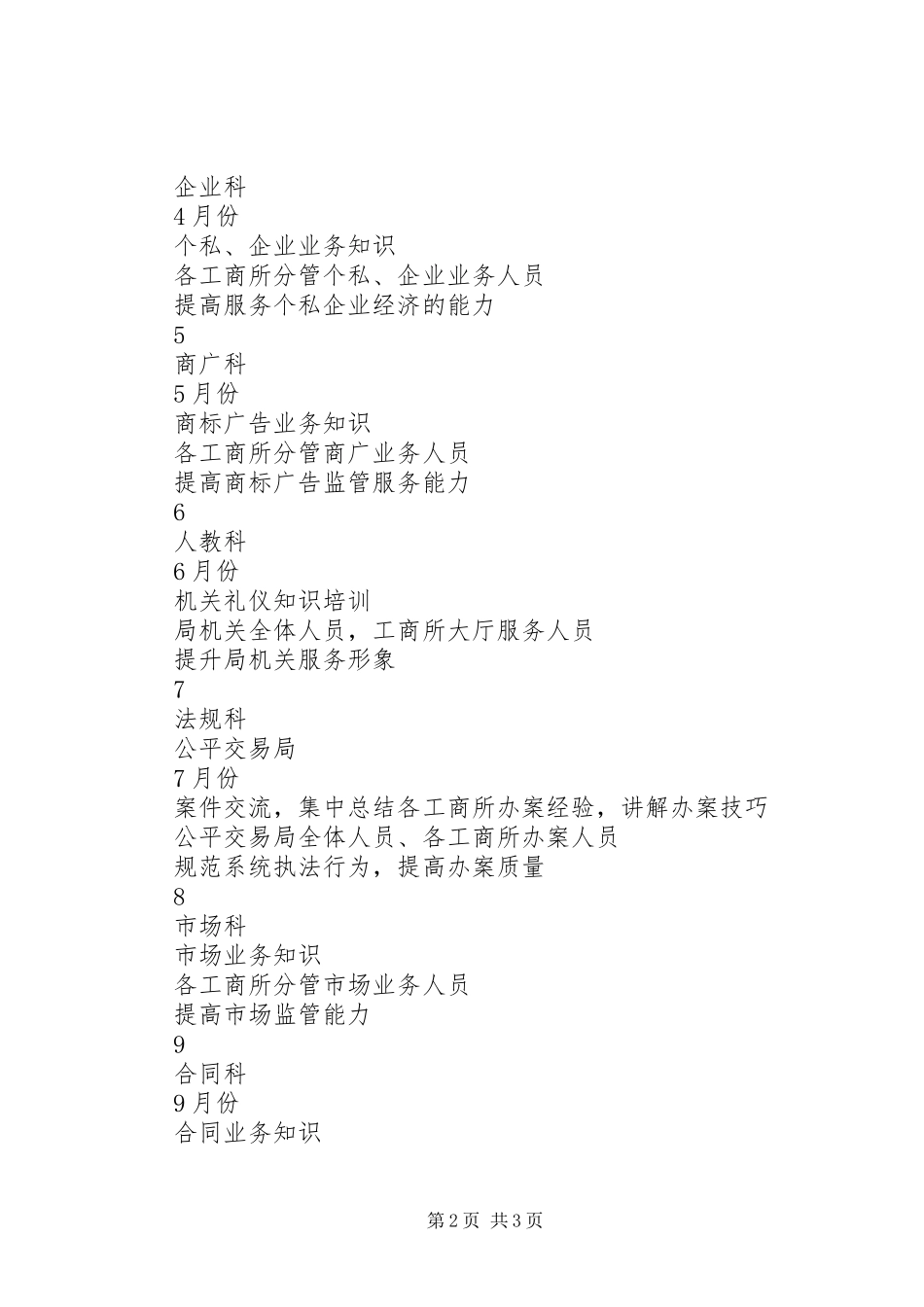 2024年县工商局素质教育培训计划安排表_第2页