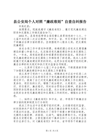 2024年县公安局个人对照廉政准则自查自纠报告