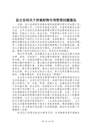 2024年县公安局关于涉案财物专项管理问题通迅