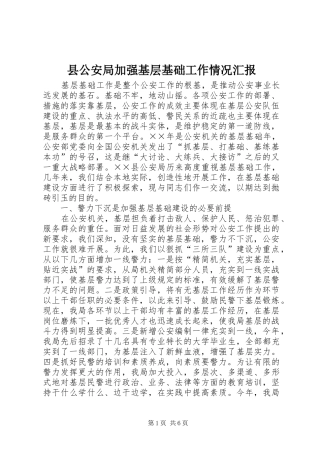 2024年县公安局加强基层基础工作情况汇报