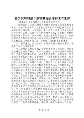 2024年县公安局加强长效机制综合考评工作汇报