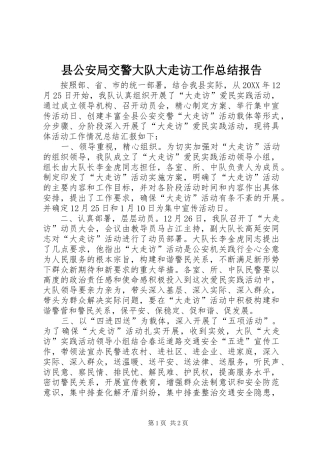 2024年县公安局交警大队大走访工作总结报告