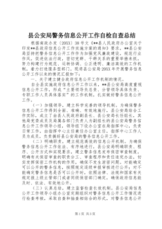 2024年县公安局警务信息公开工作自检自查总结
