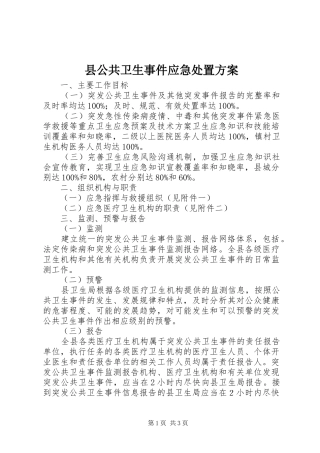 2024年县公共卫生事件应急处置方案