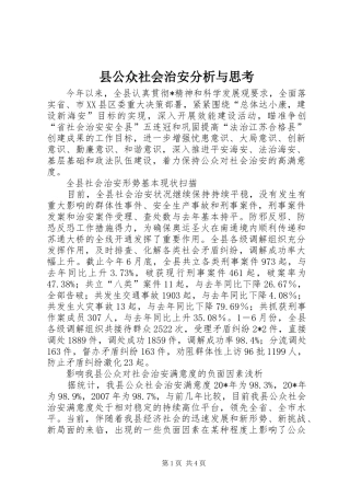 2024年县公众社会治安分析与思考