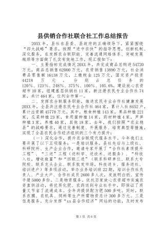 2024年县供销合作社联合社工作总结报告
