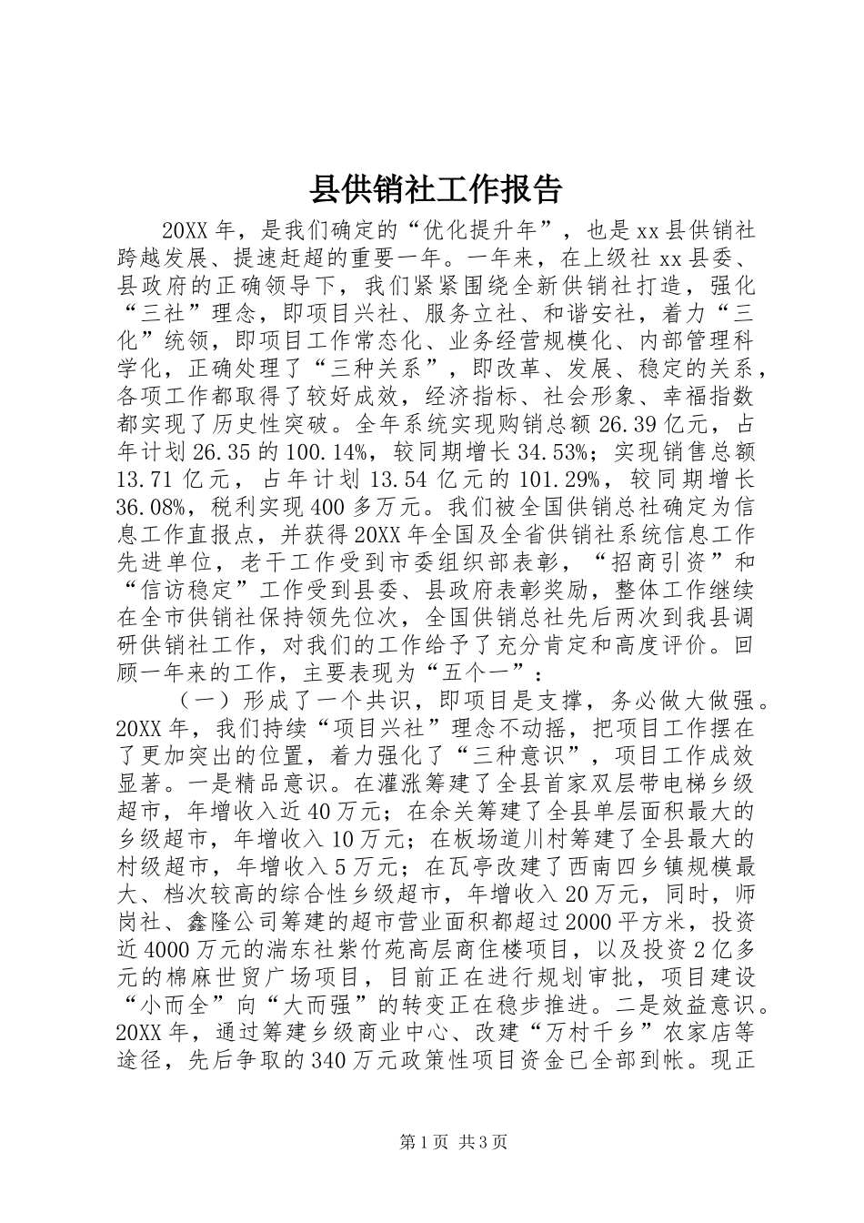 2024年县供销社工作报告_第1页