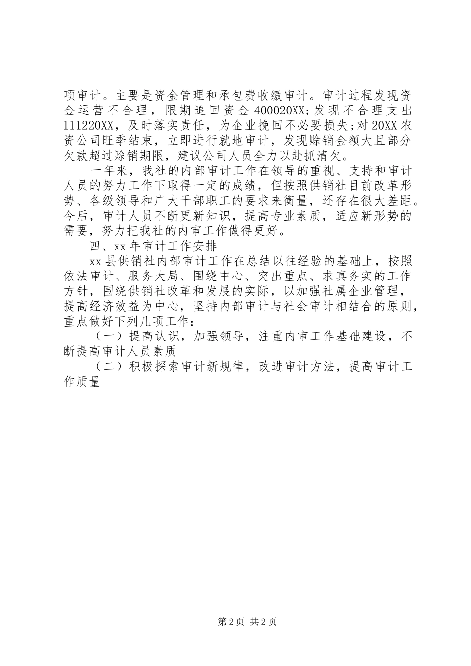 2024年县供销社内部审计工作总结_第2页
