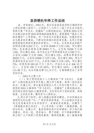 2024年县供销社年终工作总结