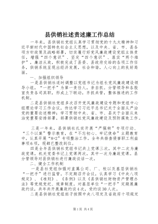 2024年县供销社述责述廉工作总结